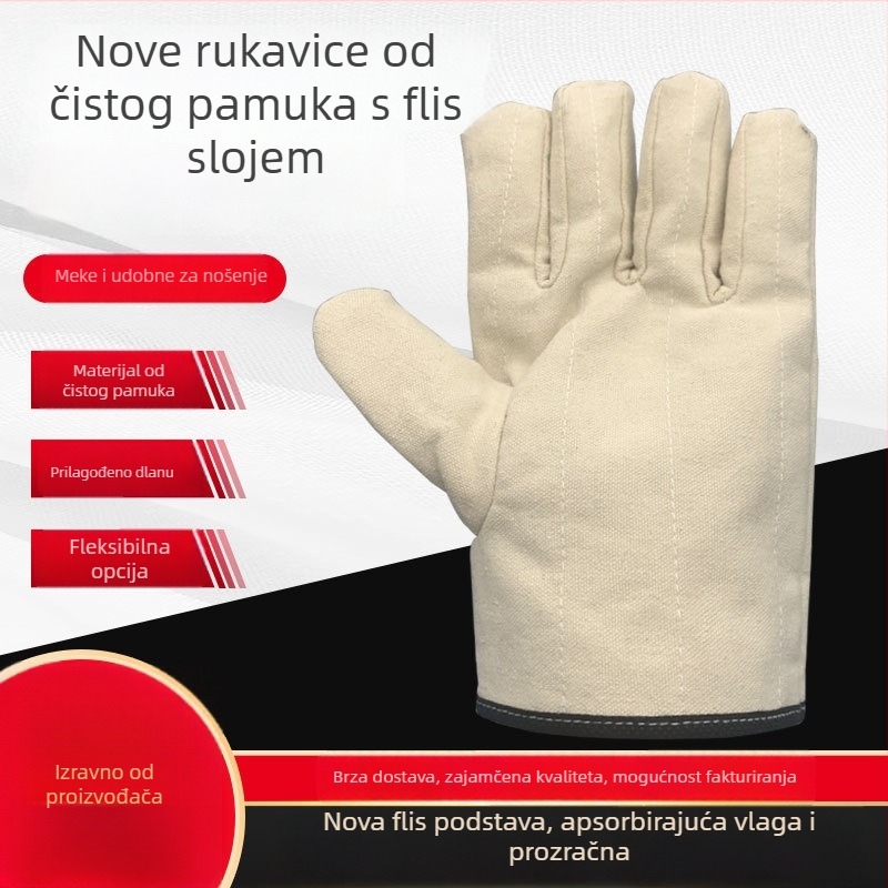 Rukavice za zavarivanje od pamukovog platna, toplinski izolirane, otporne na habanje, prozračne