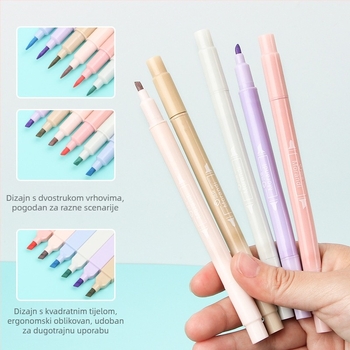 W500 dvostruka glava highlighter olovka, plastično kućište, nagnuti vrh, u kutiji