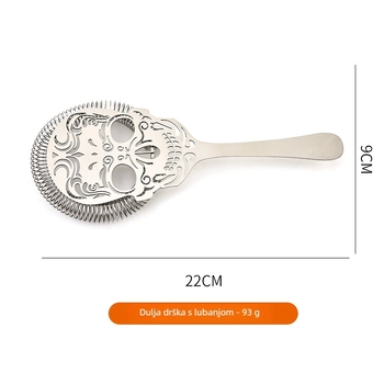 Sito za led s dugim držalom u obliku lubanje, nehrđajući čelik, 101 g, moderni minimalistički dizajn