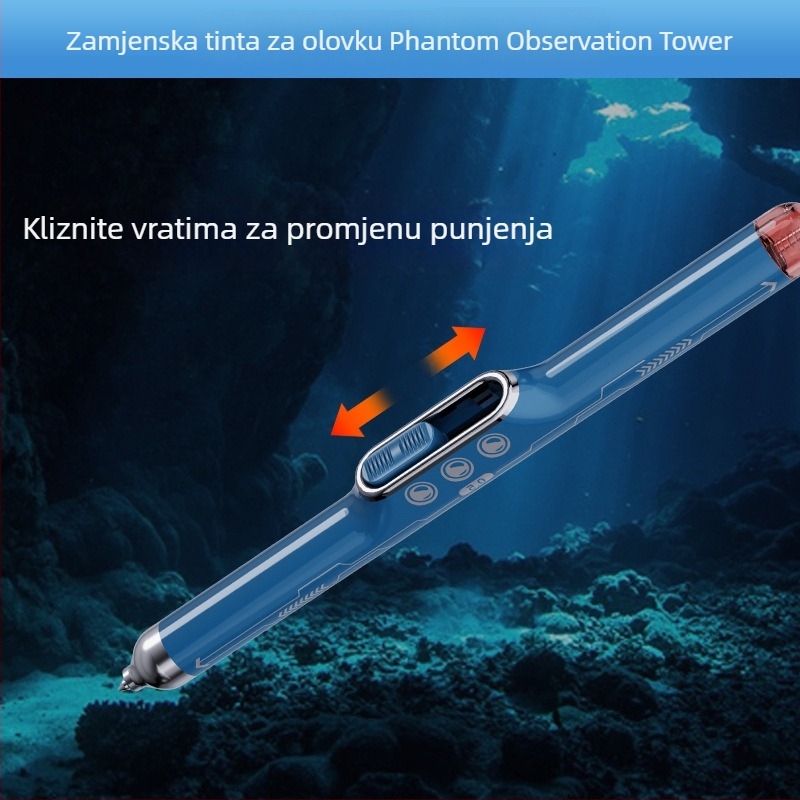 Phantom Submarine potpisna olovka s dvostrukim vrhom, klizni mehanizam, crno-crvena dvobojna gel olovka za učenje