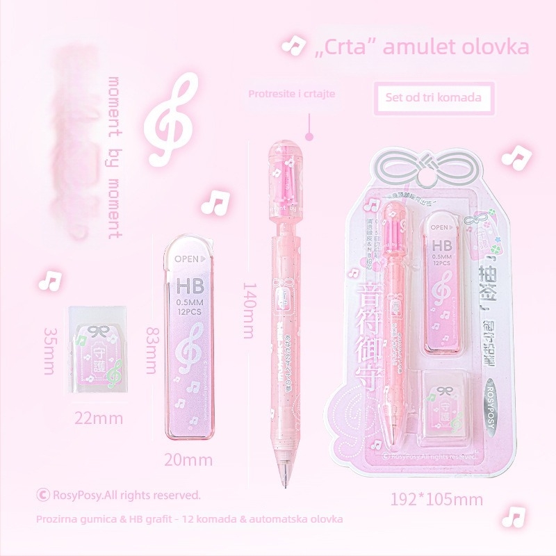 RosyPosy mehanički olovka set – prozirno tijelo, Rs257q, PVC, pojedinačno pakirano, stil karikature