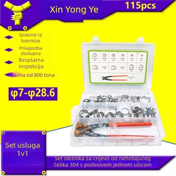 Set od 115 komada od nehrđajućeg čelika 304, s jednim uhom, bez koraka, sa vijcima — Fastfisher