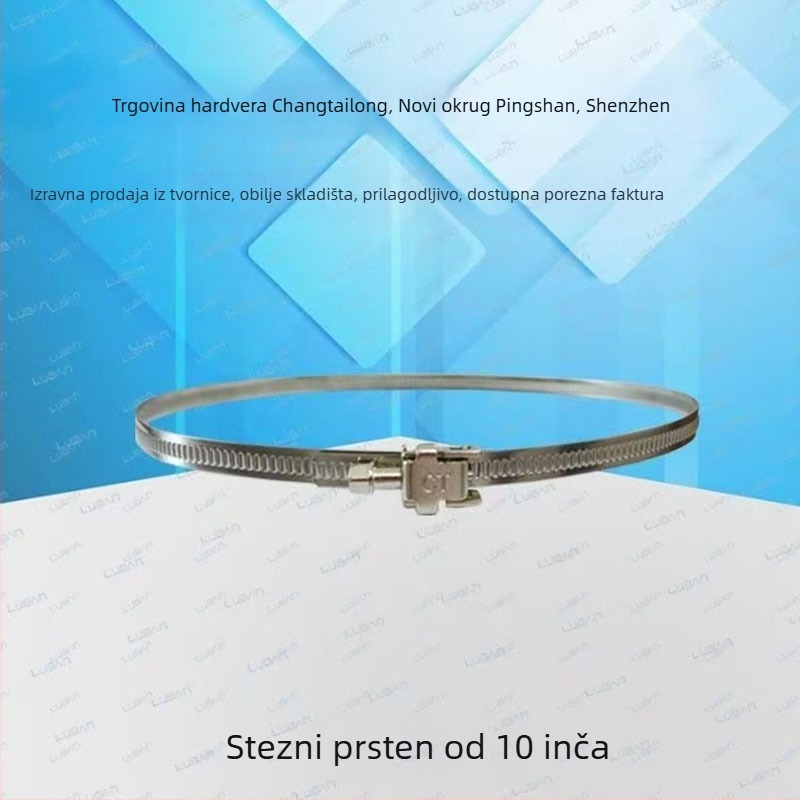 Nehrđajuća čelična brza stezaljka za zračna cijevi, CT marka; nominalni promjer 190 mm, promjer učvršćivanja 250 mm, opća namjena.