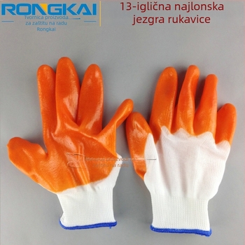 Najlon-PVC rukavice, polu-potopljen premaz, gumasti premaz, otporne na ulje, radničke zaštitne rukavice, duljina oko 24 cm