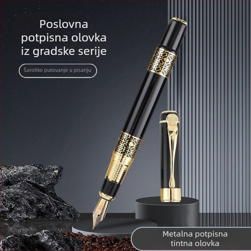 Hongpeng plniće pero s drvenim uzorkom i metalnim kućištem, iridijski vrh, mogućnost prilagođavanja, poslovni dar
