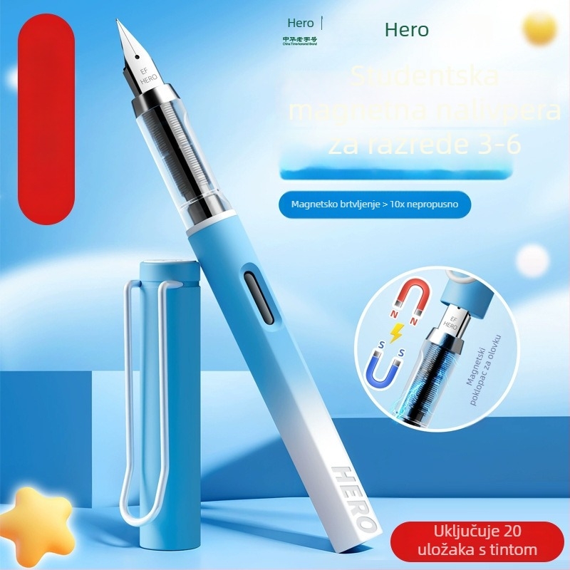 Hero plniće pero s magnetnim poklopcem za osnovnoškolce, početnike, treći i četvrti razred, dječaci i djevojčice