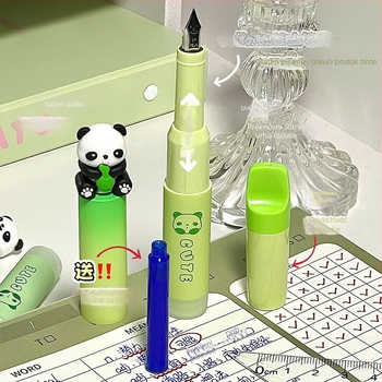Gengxi Panda-stilna fountain pen s izvučnim mehanizmom, 0,5 mm iridij hrot, zamjenjive kartridže s tintom, za školsku kaligrafiju