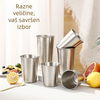 Čaša za pivo od nehrđajućeg čelika 304, velika kapaciteta, jednostruki zid, uvijeni rub, s logom
