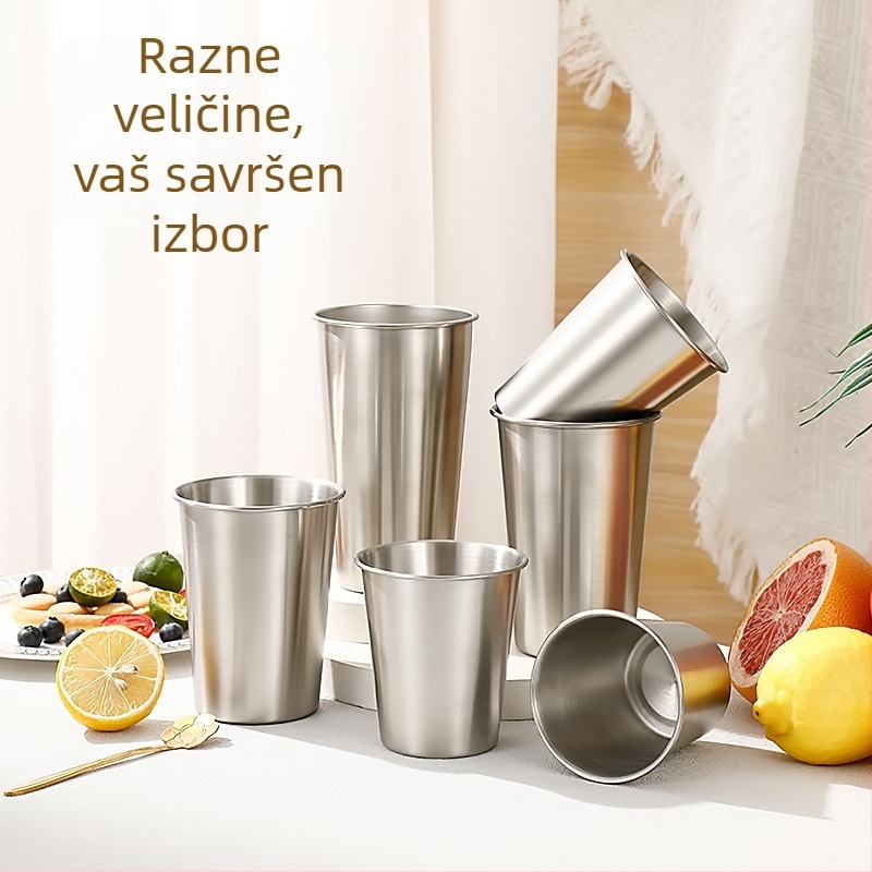 Čaša za pivo od nehrđajućeg čelika 304, velika kapaciteta, jednostruki zid, uvijeni rub, s logom