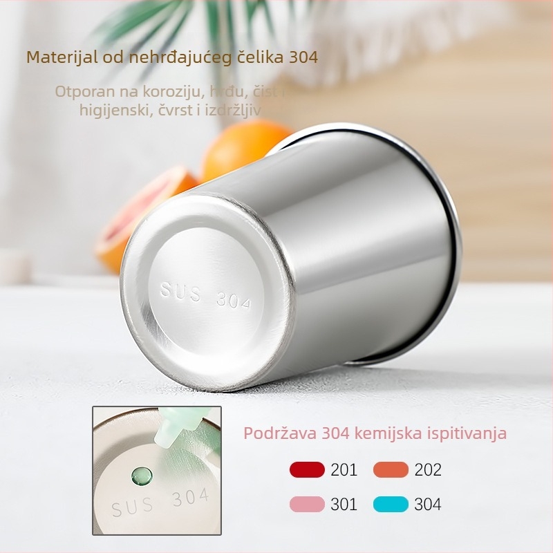 Čaša za pivo od nehrđajućeg čelika 304, velika kapaciteta, jednostruki zid, uvijeni rub, s logom
