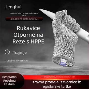Henghui HPPE rukavice protiv rezanja, razina 5, za mehaničku obradu, rukovanje staklom i drvorezbu