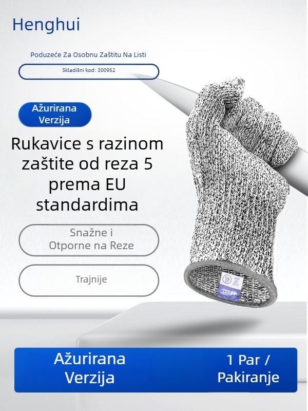 Henghui HPPE rukavice protiv rezanja, razina 5, za mehaničku obradu, rukovanje staklom i drvorezbu