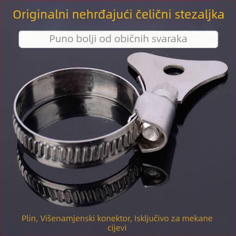 Nerđajući čelični stezalj cijevi za vodu s ručkom za spoj pištolja za pranje automobila, stezalj za crijevo, nominalni Ø26 mm, pričvršivanje Ø25 mm