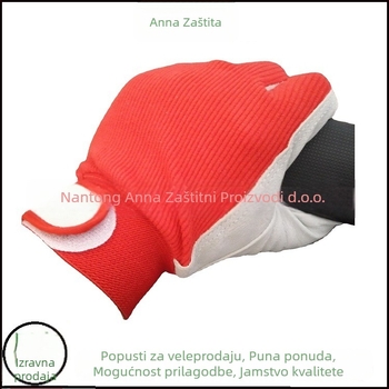 Rukavice od kozje kože za rad s pletenom stražnjom stranom i elastičnom manžetom, za zavarivanje — antistaticke, protuklizne, otporne na rez, otporne na habanje