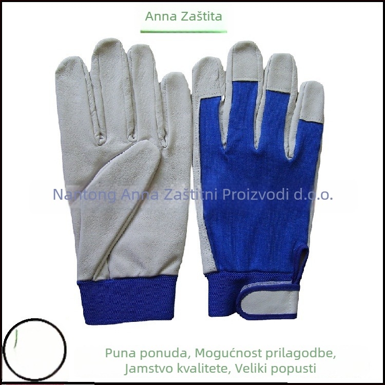 Rukavice od kozje kože za rad s pletenom stražnjom stranom i elastičnom manžetom, za zavarivanje — antistaticke, protuklizne, otporne na rez, otporne na habanje