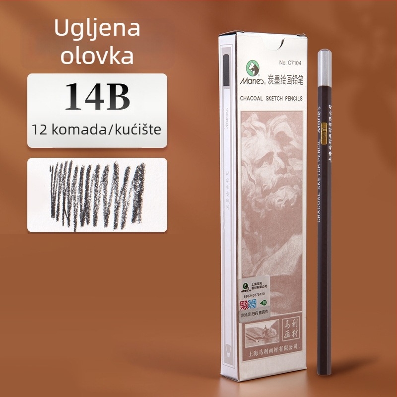 Marie skic olovke u drvenoj kutiji, 12B/14B/16B, modeli C7104, C7106, C7112