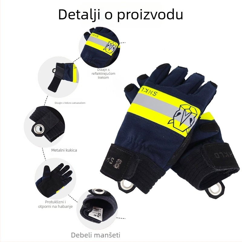 Rukavice za obuku vatrogasaca za gašenje požara — protuklizne, otporne na habanje, otporne na rezanje, otporne na toplinu; materijal: aramidni vatrootporni materijal