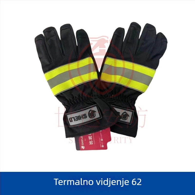 Rukavice za obuku vatrogasaca za gašenje požara — protuklizne, otporne na habanje, otporne na rezanje, otporne na toplinu; materijal: aramidni vatrootporni materijal