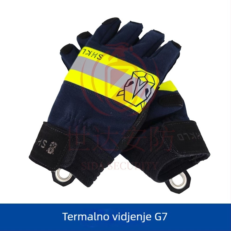 Rukavice za obuku vatrogasaca za gašenje požara — protuklizne, otporne na habanje, otporne na rezanje, otporne na toplinu; materijal: aramidni vatrootporni materijal