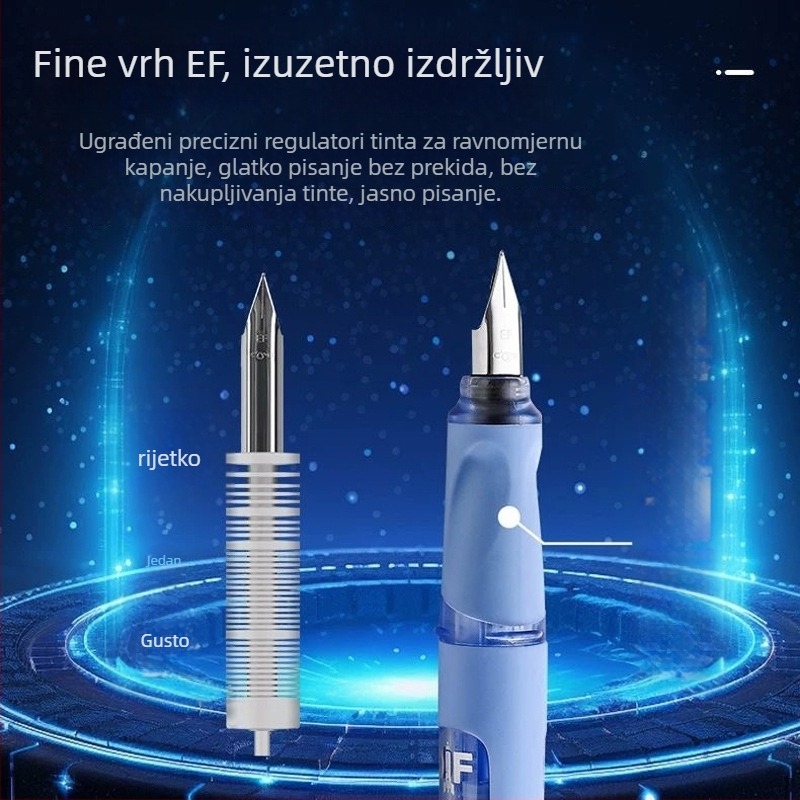 DM-706 fontana olovka s EF nibom, plastično kućište, sustav tinte u vrećici, prozor za praćenje tinte, pogodna za osnovnu školu