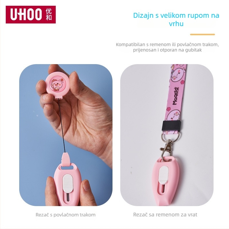 Prijenosni mini nož za otvaranje paketa i rezanje papira, model 7152, metal/plastik, duljina oštrice 10, ukupna duljina 65 mm, masa 20 g