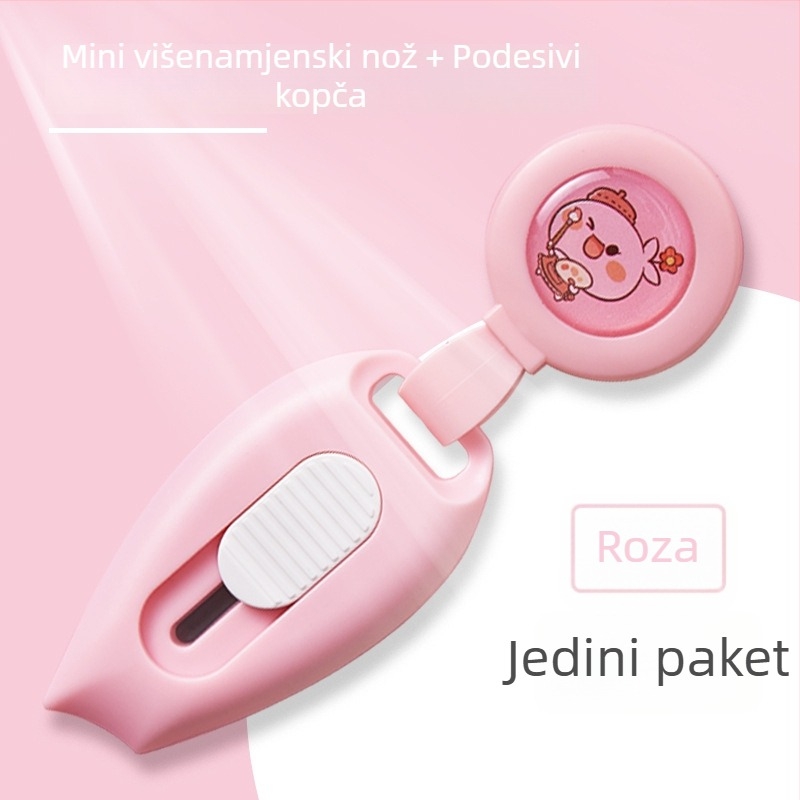 Prijenosni mini nož za otvaranje paketa i rezanje papira, model 7152, metal/plastik, duljina oštrice 10, ukupna duljina 65 mm, masa 20 g