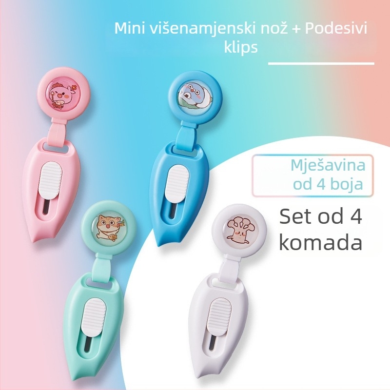 Prijenosni mini nož za otvaranje paketa i rezanje papira, model 7152, metal/plastik, duljina oštrice 10, ukupna duljina 65 mm, masa 20 g