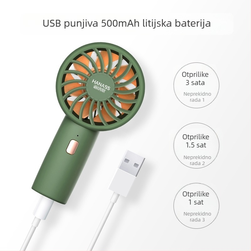 Hyenas HANASS H2 mini ručni ventilator, ABS materijal, svjež i prenosan stil, ručni; pogodan za studente, putovanja i poslovna putovanja