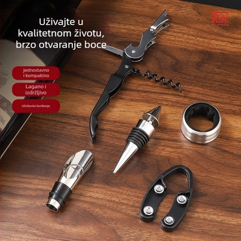 Set otvarača za boce crnog vina od nehrđajućeg čelika, višefunkcionalan, 3- ili 5-dijelni set