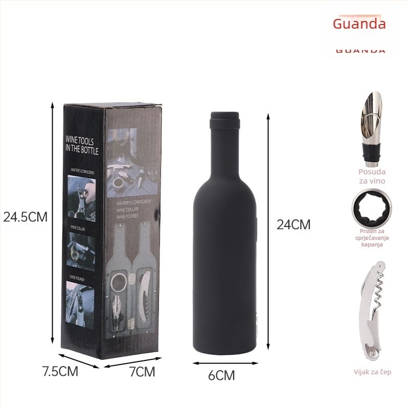 Set otvarača za boce crnog vina od nehrđajućeg čelika, višefunkcionalan, 3- ili 5-dijelni set
