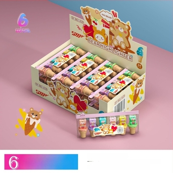 Marker za isticanje u obliku crtanog lika, model SY-661, plastično kućište, pakiranje 6 komada u vrećici, neizbrisiv.