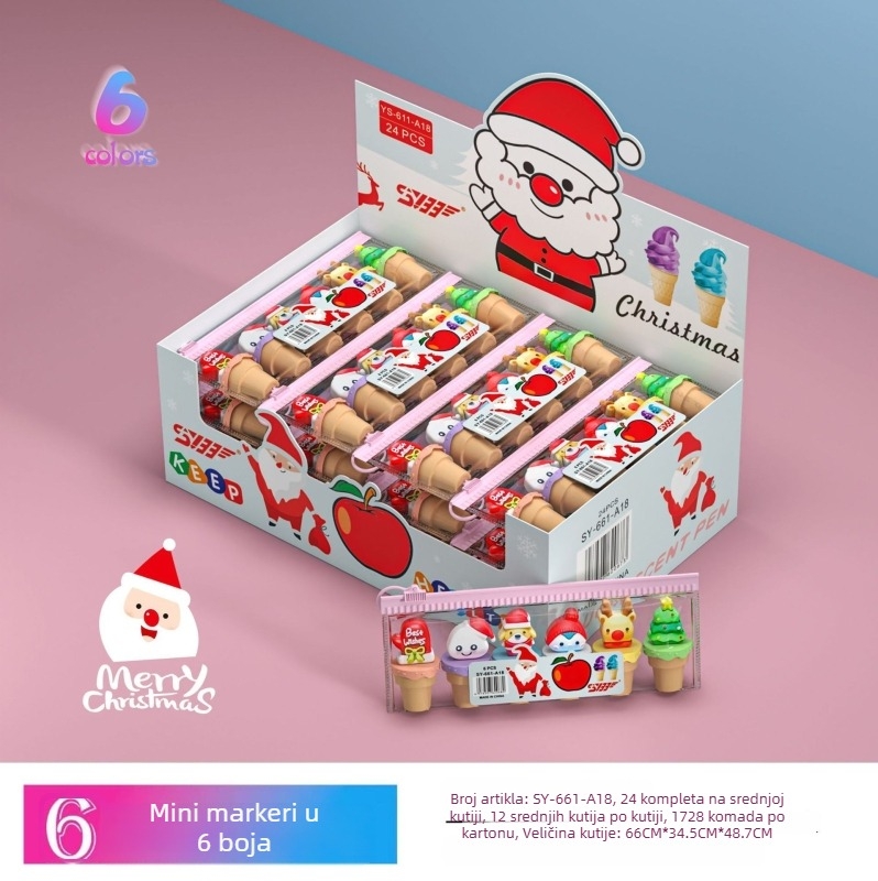 Marker za isticanje u obliku crtanog lika, model SY-661, plastično kućište, pakiranje 6 komada u vrećici, neizbrisiv.