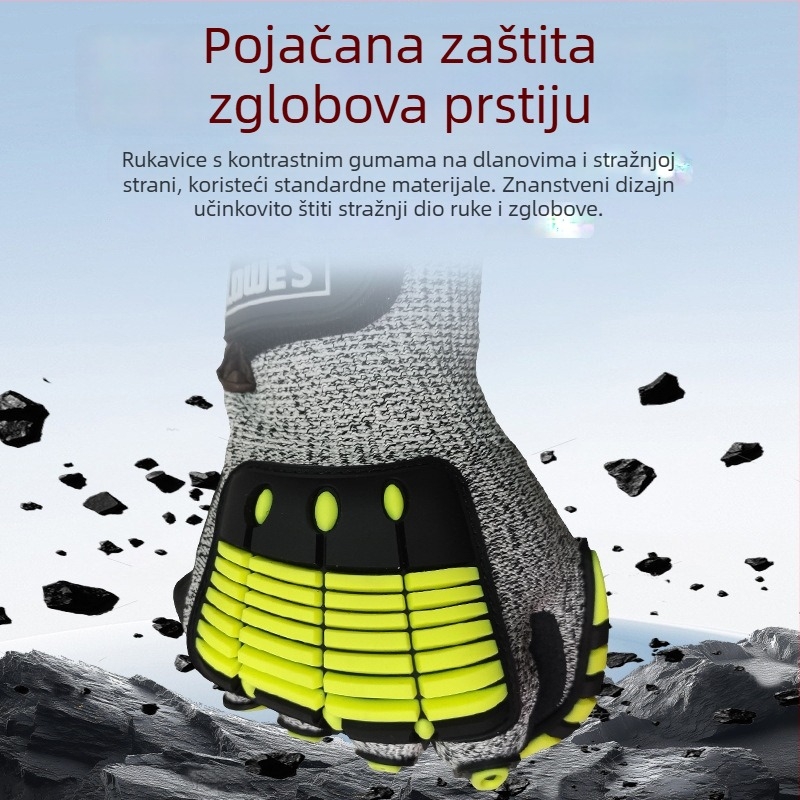 Gumene rukavice za rad s zaštitom od udara, rezanja, klizanja i habanja za naftnu i rudarsku industriju