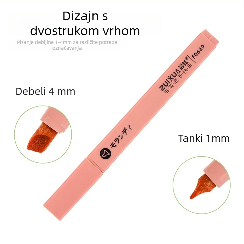 Marker isticanja s mekanim vrhom i četvrtastim tijelom; model 0639, plastično kućište, 6 komada u kutiji, nije izbrisiv, otisnuto logo, mogućnost prilagodbe.