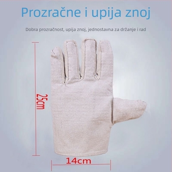 Platnene rukavice za zavarivanje — otporne na habanje, dvostruko ojačane, potpuno podstavljene, 24 šavova