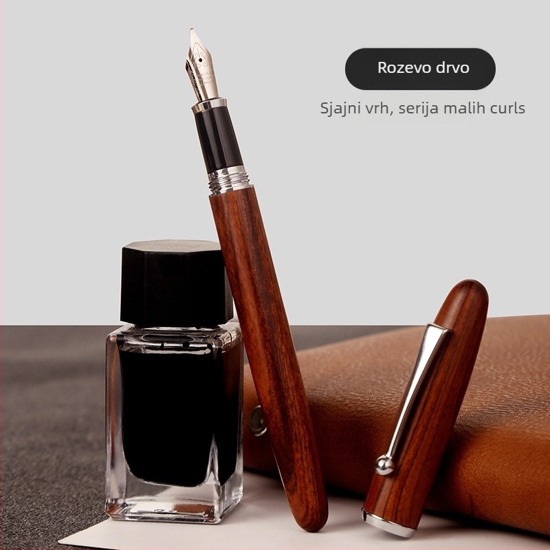 Sea of Mori fountain pen s drvenim kućištem u uzorku ružinog drveta, okretni sustav upijanja tinte, nib Yijin, model 621