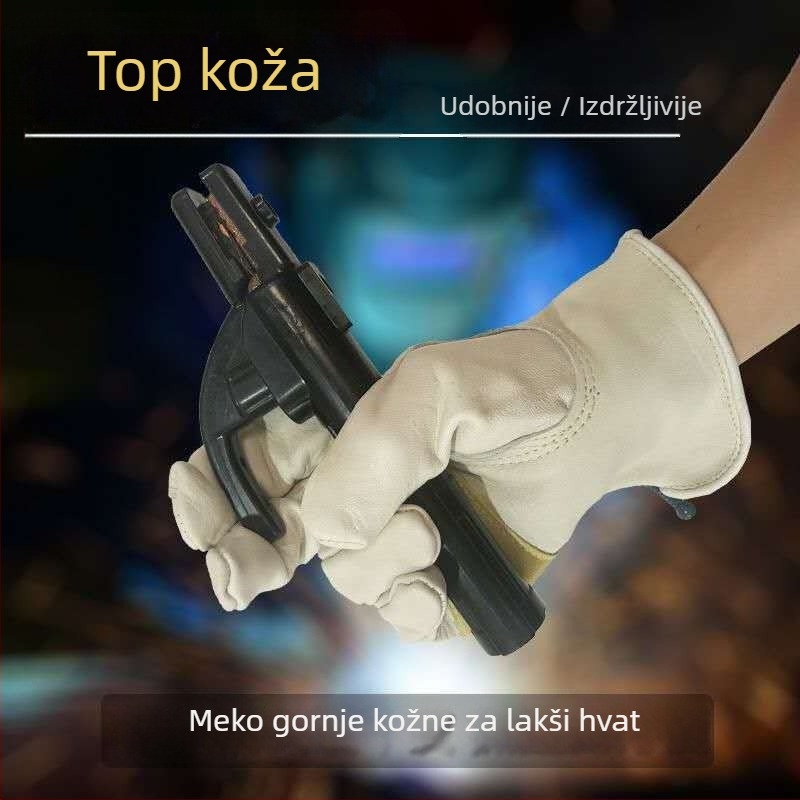 Rukavice za zavarivanje od teleće kože, toplinska izolacija, otporne na habanje, zaštita od opeklina za zavarivanje visoke temperature
