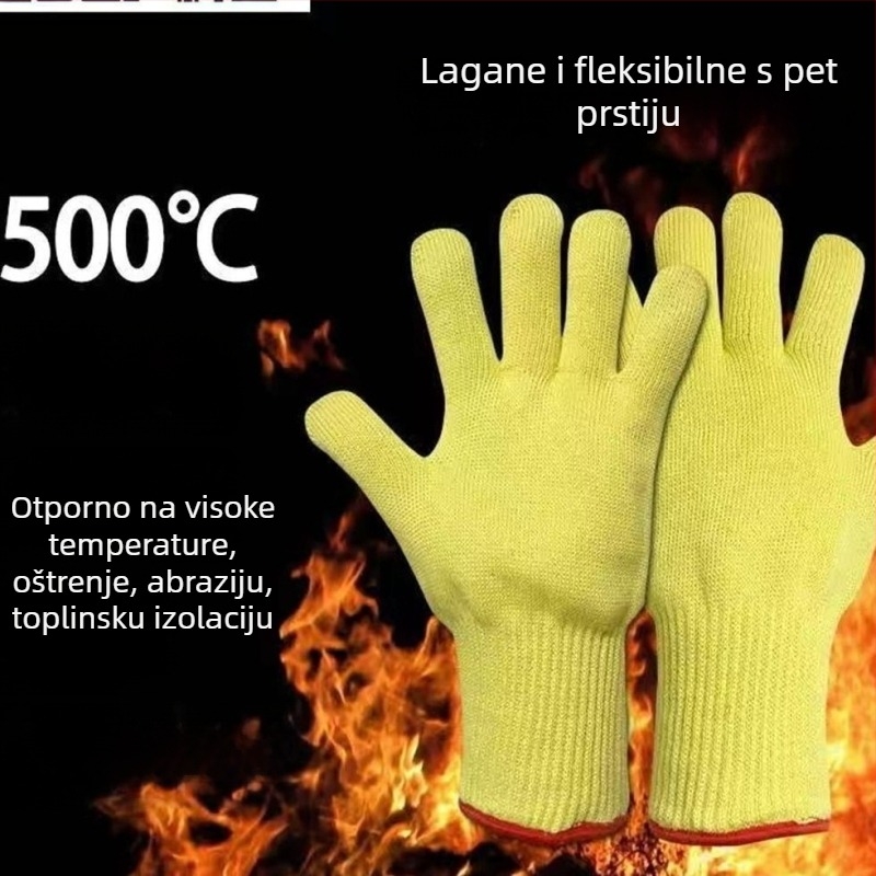 Rukavice visokotemperaturne iz aramida, produžene, vatrootporne, otporne na habanje, toplinska izolacija, za roštiljanje, kuhinju, zavarivanje, peć, metalnu obradu