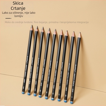 Skicirajuća olovka s tvrdostima 2B i 4H-14B, drveno kućište, pogodna za crtanje