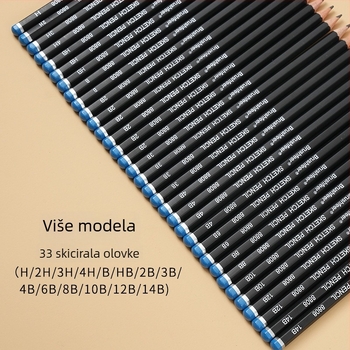Skicirajuća olovka s tvrdostima 2B i 4H-14B, drveno kućište, pogodna za crtanje