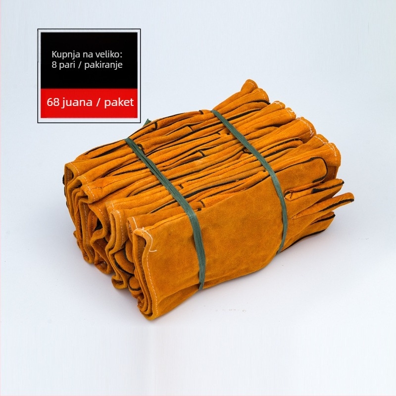 Zaštitne rukavice za zavarivanje od teleće kože, otporne na habanje, otporne na visoke temperature, toplinska izolacija, produžene i debele