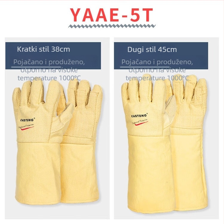 Castington rukavice otporne na visoke temperature od para-aramidne tkanine, za zavarivanje, obradu stakla i metala
