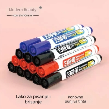 Modern Beauty MP572 Brisivi i refill marker za bijelu ploču za učitelje, tinta na bazi vode, debeli vrh