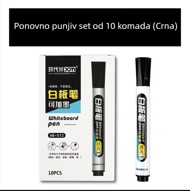 Modern Beauty MP572 Brisivi i refill marker za bijelu ploču za učitelje, tinta na bazi vode, debeli vrh