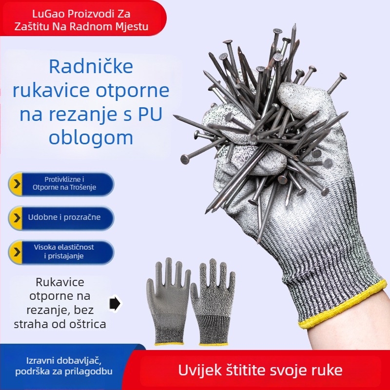 Rukavice za zaštitu od posjekotina s PVC premazom, razina 5, otporne na habanje i protuklizne, industrijske zaštite za rad u čeličanama i tvornicama stakla