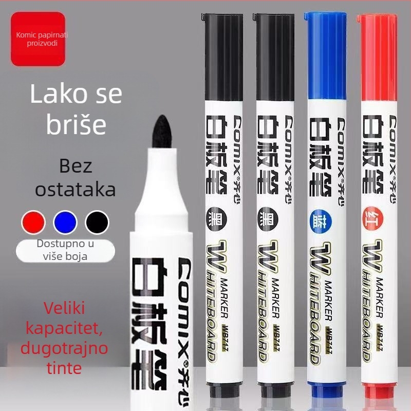Comix Qixin WB717 Marker za bijelu ploču – velika glava, lako brisanje, anti-rolling dizajn, širina crte 2.0 mm