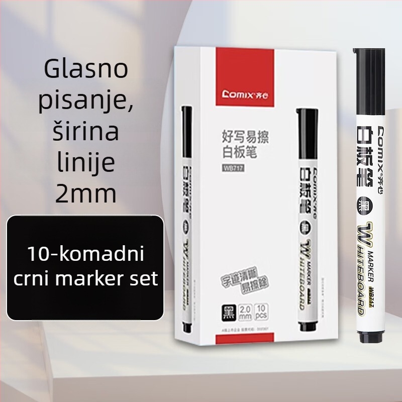 Comix Qixin WB717 Marker za bijelu ploču – velika glava, lako brisanje, anti-rolling dizajn, širina crte 2.0 mm