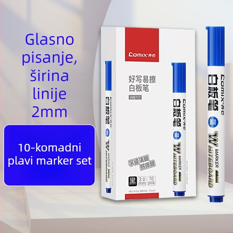 Comix Qixin WB717 Marker za bijelu ploču – velika glava, lako brisanje, anti-rolling dizajn, širina crte 2.0 mm