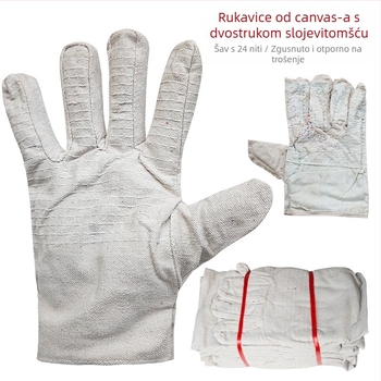 Dvostruke platnene rukavice za zavarivanje; debeli konstrukcija s toplinskom izolacijom i otpornošću na habanje, duljina 24 cm