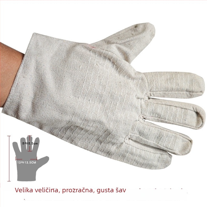 Dvostruke platnene rukavice za zavarivanje; debeli konstrukcija s toplinskom izolacijom i otpornošću na habanje, duljina 24 cm
